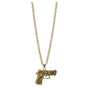 Gouden pistool halsketting - onesize