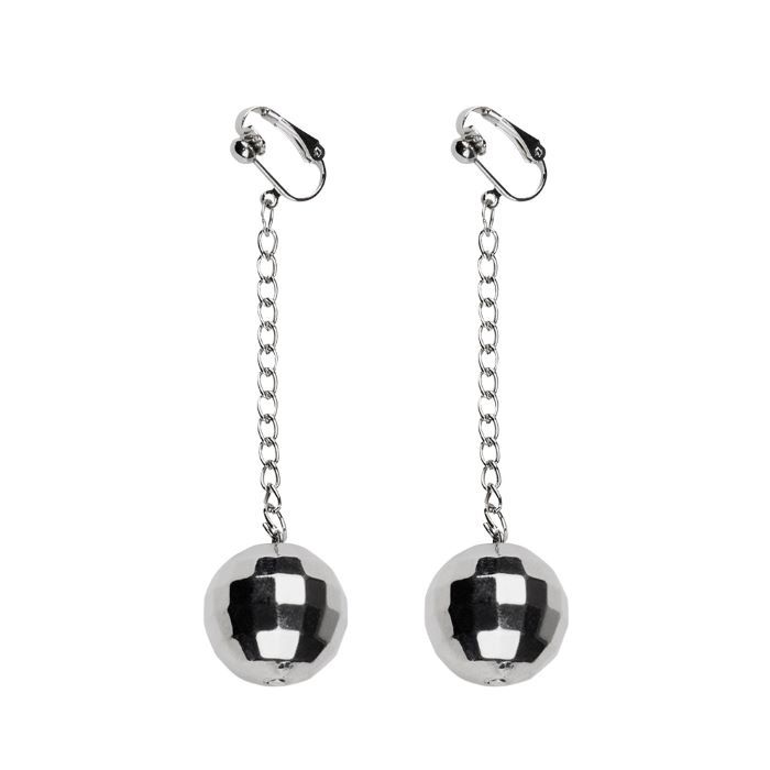 Zilverkleurige discobal oorbellen