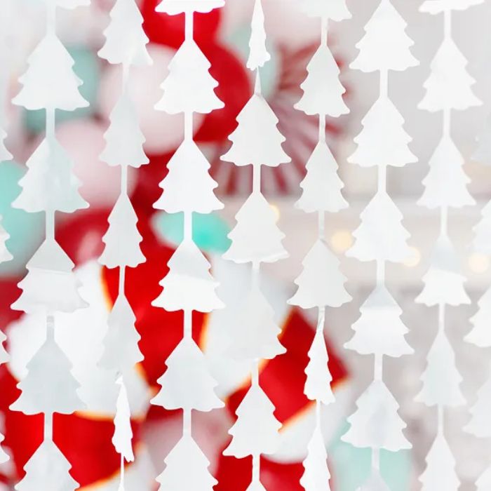Zilveren kerstboom backdrop 100x245 cm