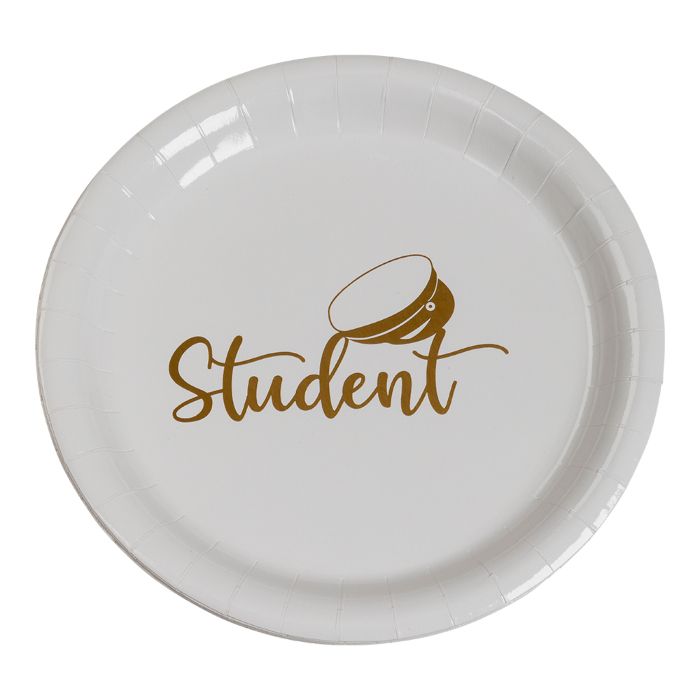 Papieren borden met studentenmotief goud 8x - 18 cm