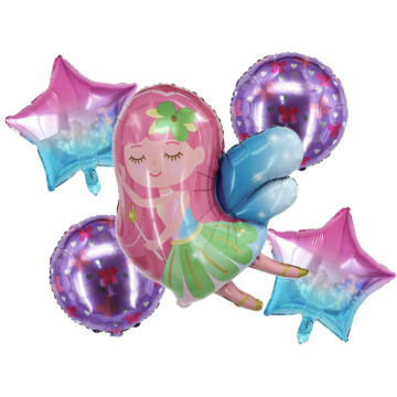 Folieballonnen met fee meisje thema 5x