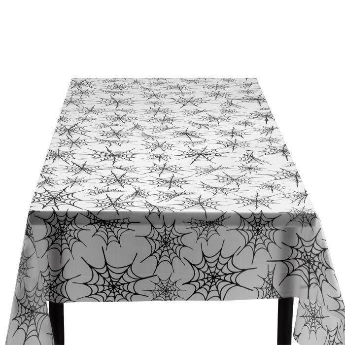 Halloween spinnenweb plastic tafelkleed - 135x275 cm