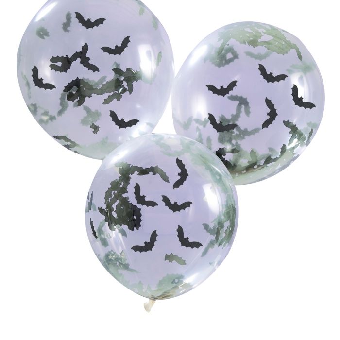 Halloween confetti ballonnen met vleermuisconfetti 5x