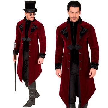 Bordeaux gothic velvet jas voor heren