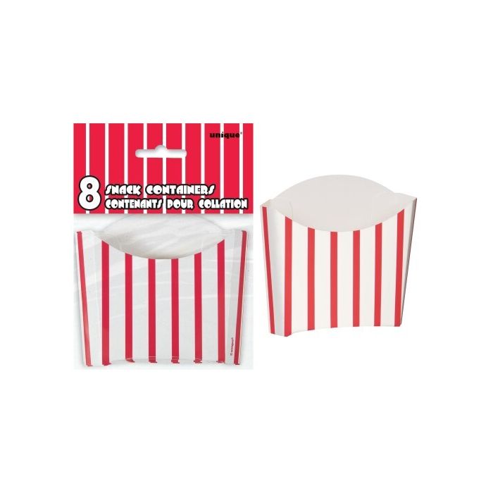 Gestreepte snacksbekers in rood en wit 8x