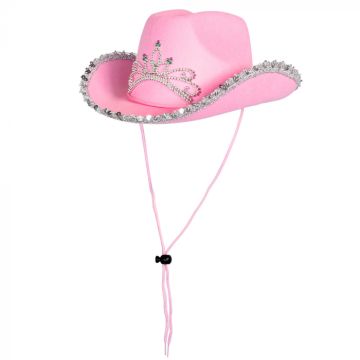 Roze glitter cowboyhoed voor kinderen