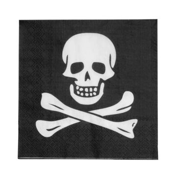 Piraten servetten met doodskop 20x - 33x33 cm