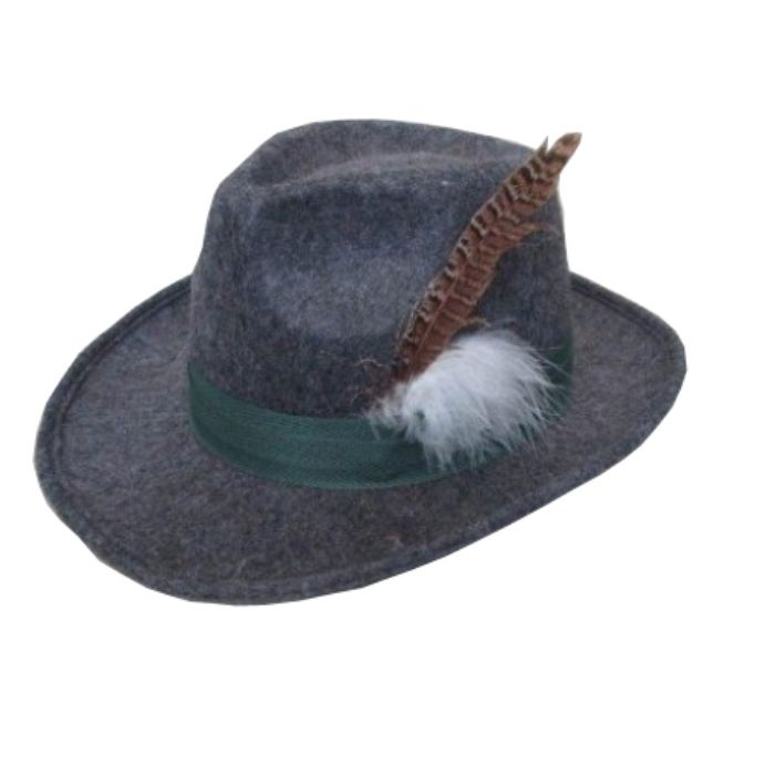 Tyrolerhoed voor oktoberfest Bayern grijs deluxe unisex one-size