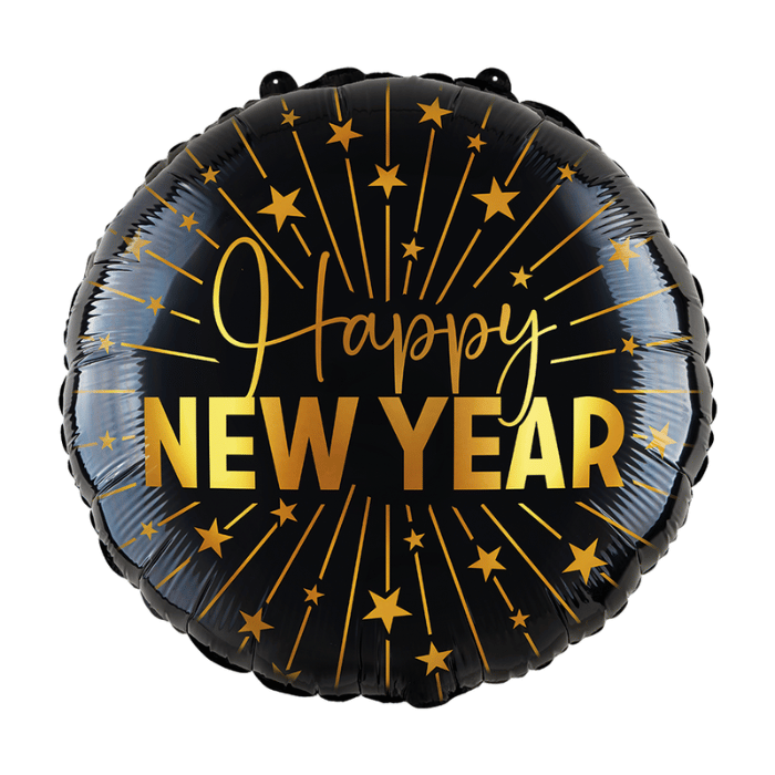Nieuwjaar folie ballon goud en zwart - 45 cm