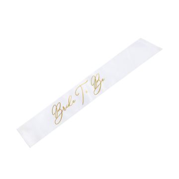 Witte Bride To Be Sash met Gouden Tekst - 75 cm 