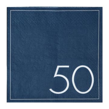 50-jarige verjaardagsservetten in Blauw 16x