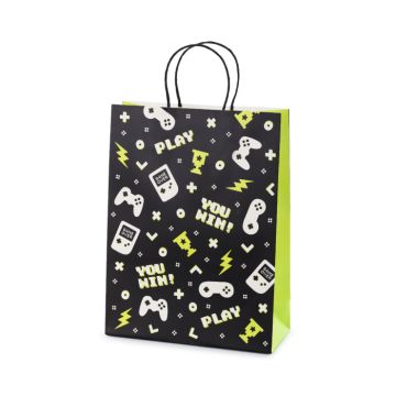 Cadeauzak met gamepad controller motieven 10x24x32 cm
