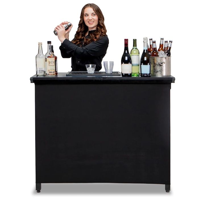 Mobiele bar zwarte cocktailbar incl. tas draagbaar - 115x100 cm