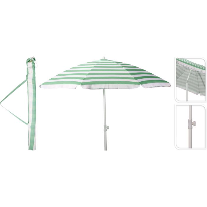 Strandparasol met kantelfunctie, groen en wit, boven 200 cm
