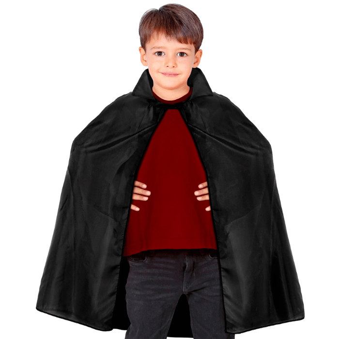 Zwarte cape voor kinderen - 100 cm