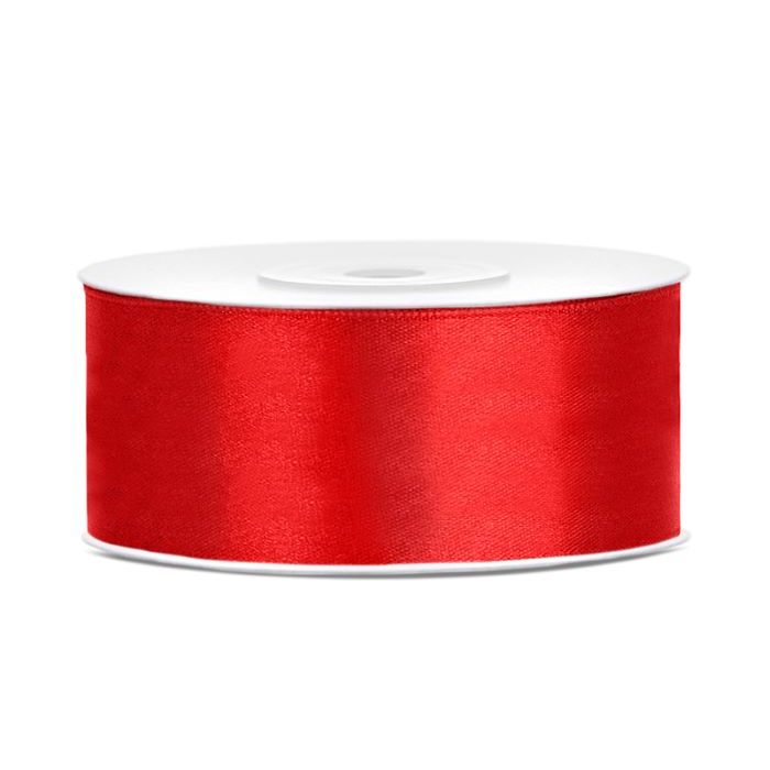 Rood satijnen lint - 25 mm x 25 m