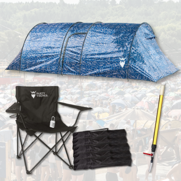 Festivalpakket 5 personen Premium - RAGNAR tent, festivalstoel enz.