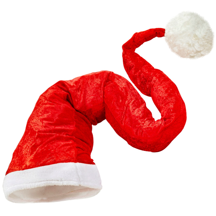 Lange kerstmanmuts rood en wit - 150 cm