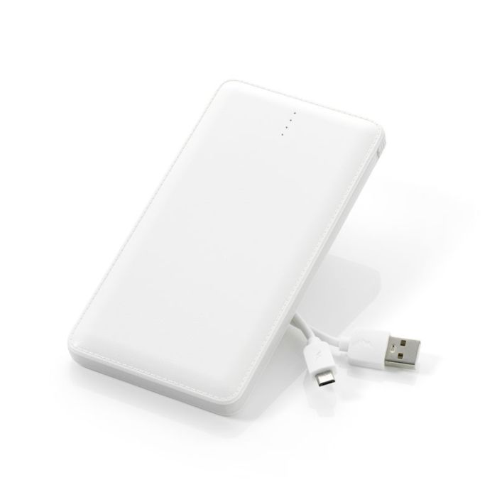 Powerbank 10.000 mAh incl. ingebouwd kabel voor iPhone en Android wit