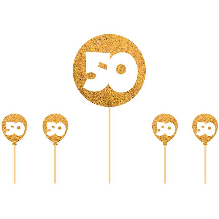50 Jaar Taartdecoratie Goud 5x