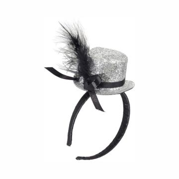 Mini Glitter Hoge Hoed - Zilver