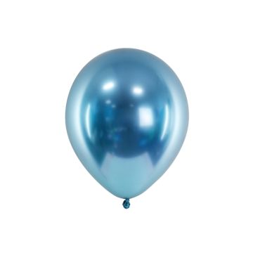 Blauwe Chrome ballonnen 10x - 30 cm