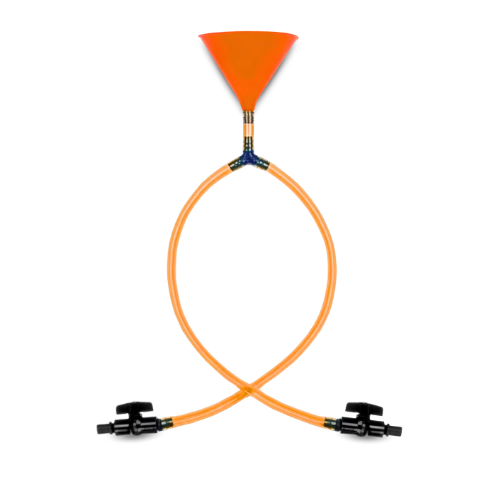 Dubbele trechter bierbong oranje  