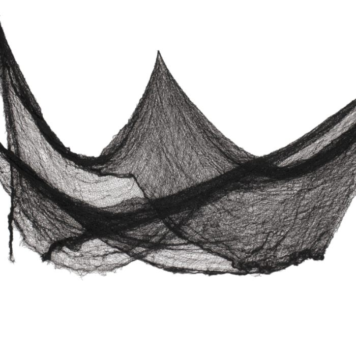 Zwart net spinnenweb decoratie - 0,7x9,8 m