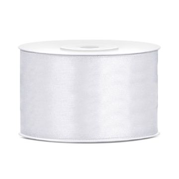 Witte satijnen band - 38 mm x 25 m