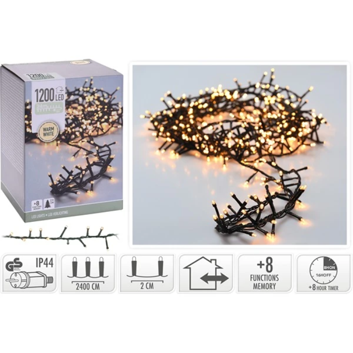 LED lichte ketting cluster 1200 LED Warme wit 24 m