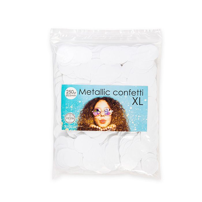 Ronde metallische witte confetti - 250 gram