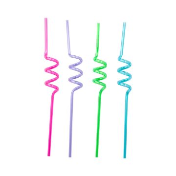 Plastic rietjes meermaals 4x - 4 kleuren