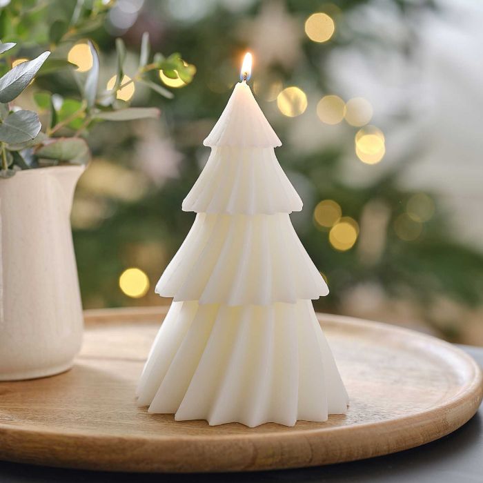 Kerstboom kaars wit 15x9 cm
