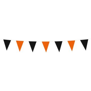 Zwart en oranje halloween vlaggenlijn - 3 m