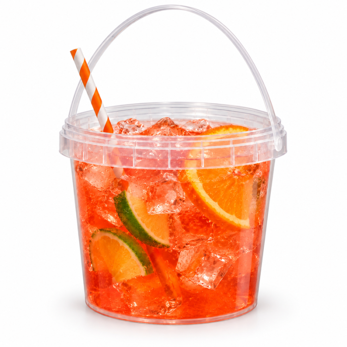 Plastic emmer voor drankjes met handvat 100x 1,1 L
