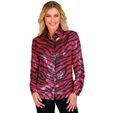 Zebra-paillettenoverhemd voor dames in roze