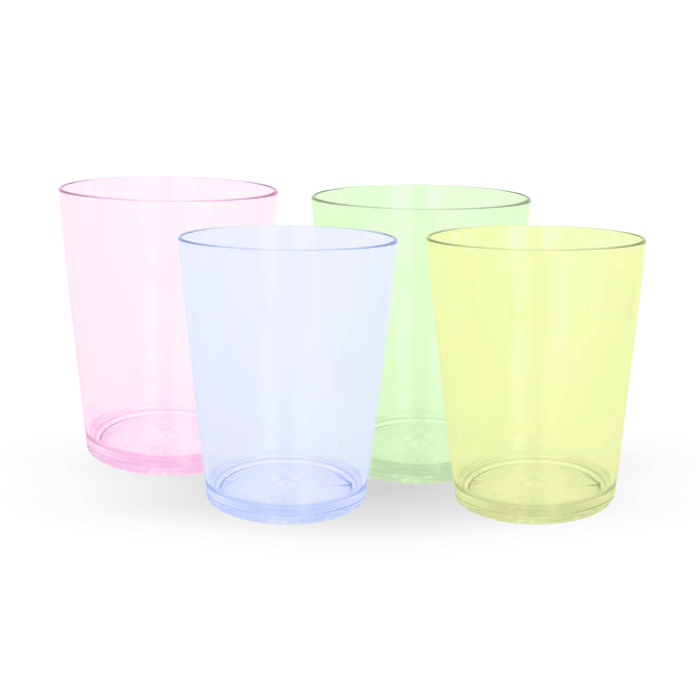 3 cl plastic shotglazen 20x gekleurd herbruikbaar