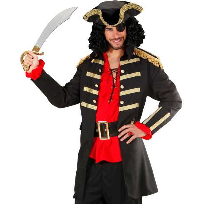 Zwart piratenkapitein-kostuum voor heren