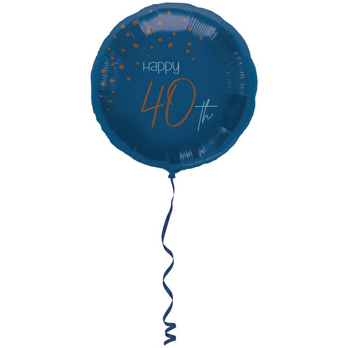 "Happy 40th" Folie Ballon Blauw - 45 cm