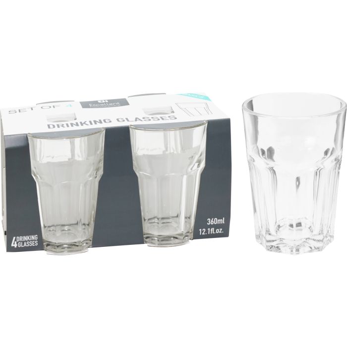 Facetterende drinkglazen 4 stk. 360 ml