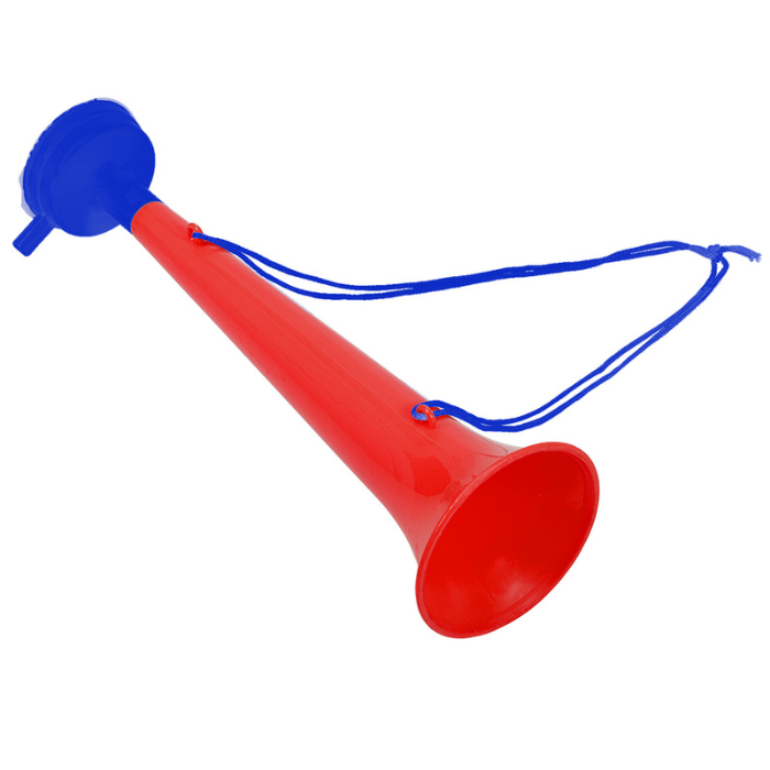 Noorse toeter in rood en blauw