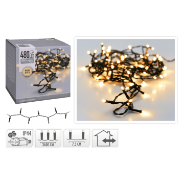 LED lichtslinger 480 LED Warmwit met stekker - 36 m