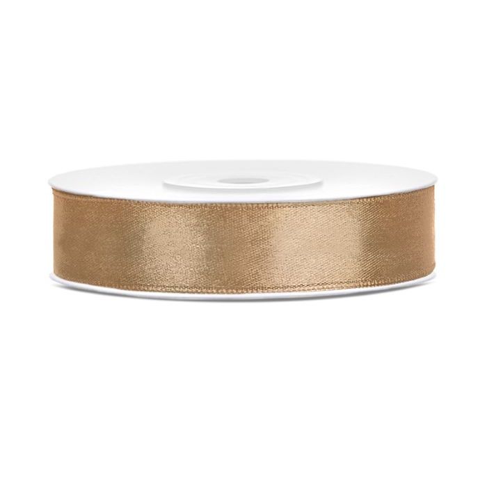 Gouden satijnen lint - 12 mm x 25 m
