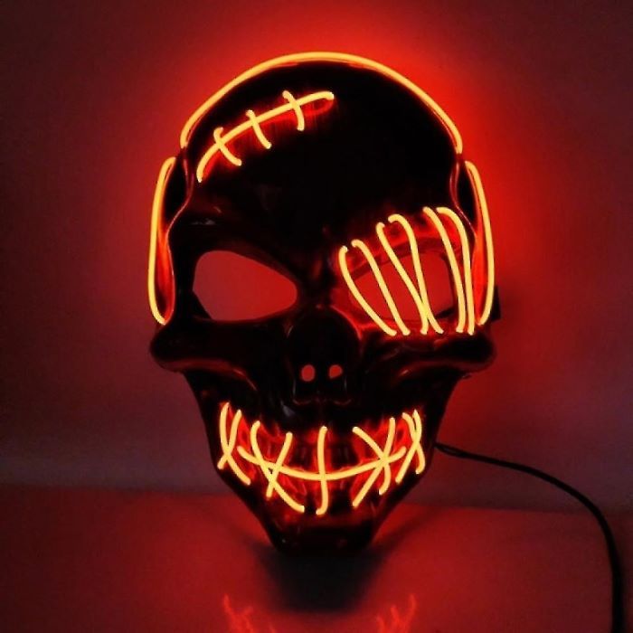 Eng Halloween LED masker - Rode schedel met wonden