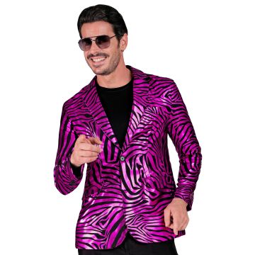 Roze zebra jas met metallic look