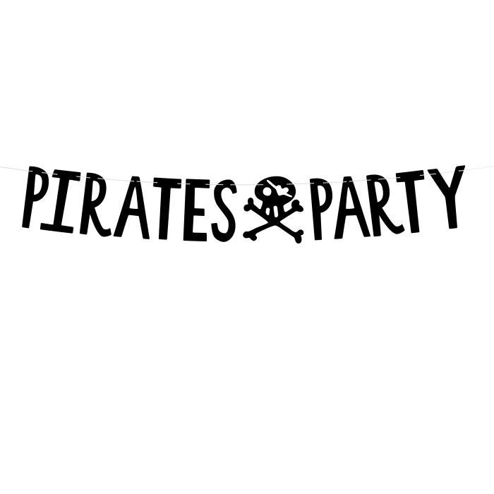 Zwarte piratenfeest letterslinger - 100x14 cm