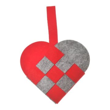 Kersthart in het rood om op te hangen - 20 cm