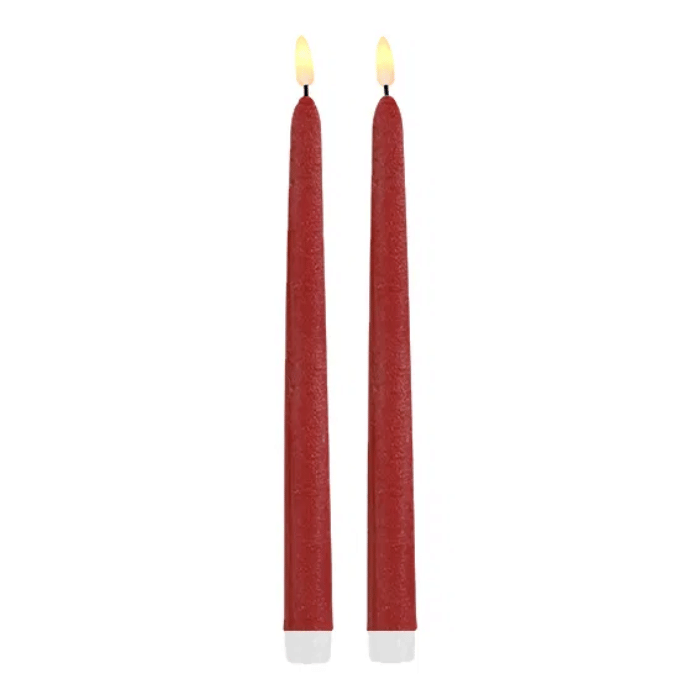 LED waxinelicht 2x donkerrood - 2x25 cm