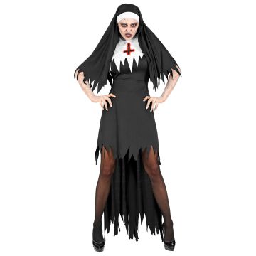 HORROR NON (jurk met overskirt, hoofdkap) Zwart