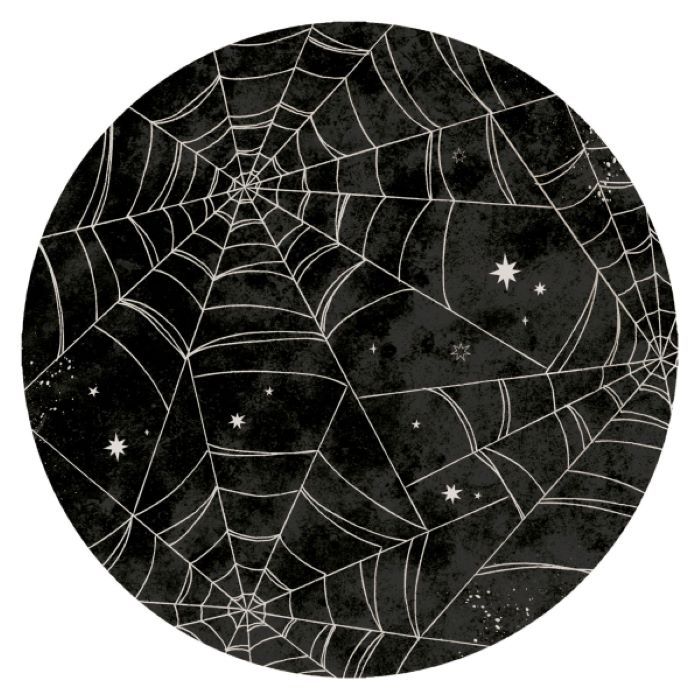Zwarte Halloween papieren borden met spinnenweb 8x - Ø 23 cm